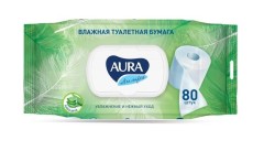 Туалетная бумага влажная, Aura (Аура) 80 шт Ультра комфорт алоэ вера с крышкой